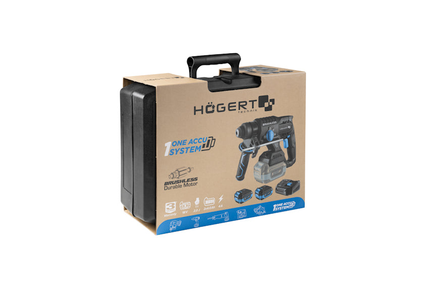 Аккумуляторный перфоратор H?gert HT2E249-B24CH + 2 аккумулятора 4Ач + зарядная станция 4А+ кейс