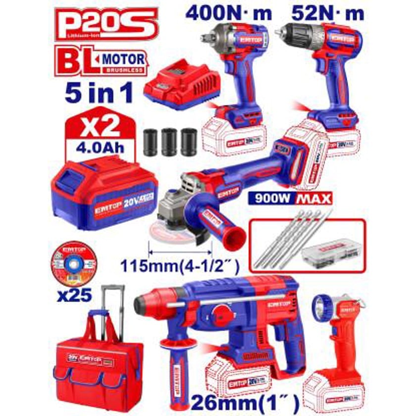 Набор электроинструментов Emtop ECKL2058