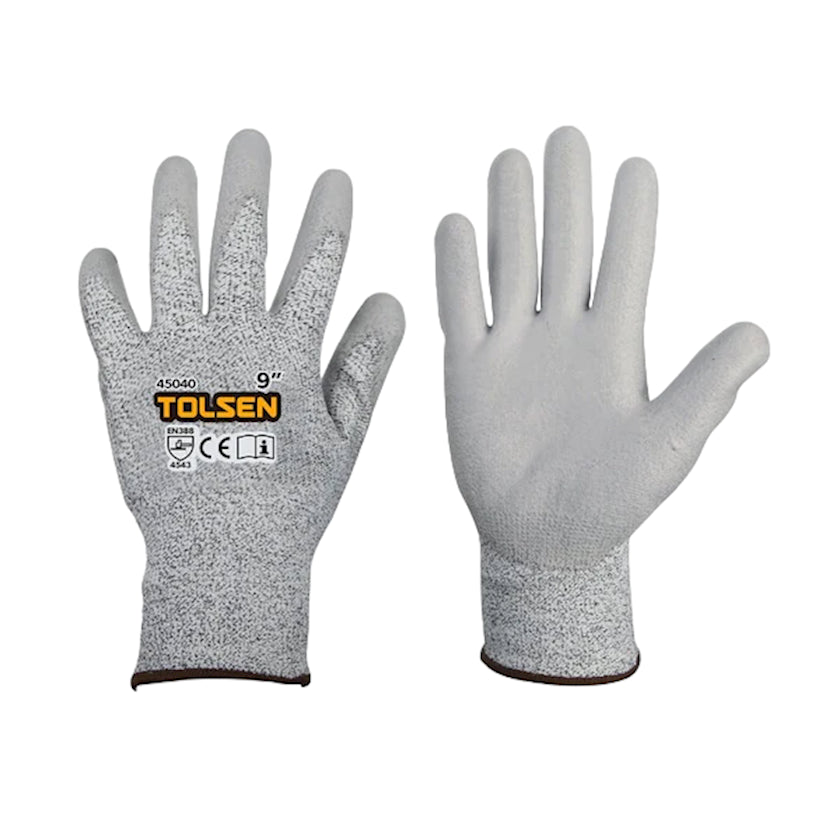 Перчатки защитные Tolsen 45040, полиуретан, серые