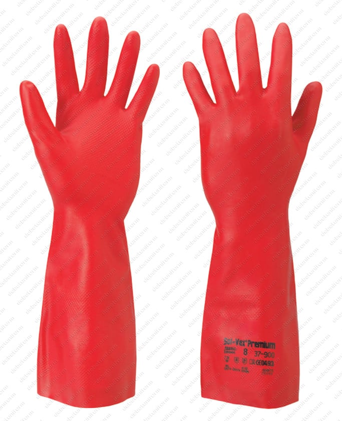 Длинные перчатки химической защиты, красный