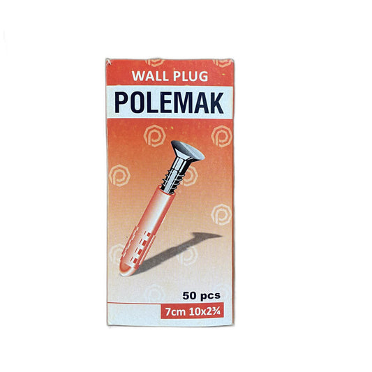 Дюбель POLEMAK 10x70 мм, с гвоздем, пластик/металл, 50 шт