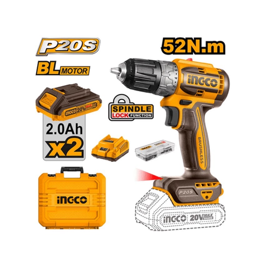 Дрель-шуруповерт Ingco CDLI20453-2, 20В, 10 мм