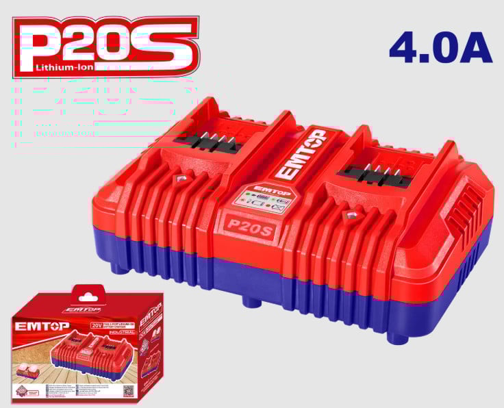 Беспроводное двойное зарядное устройство Emtop P20S Lithium-Ion с двумя портами на 4.0A.