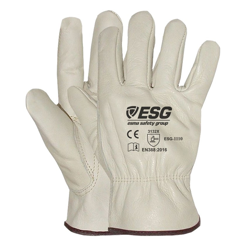 Перчатки шлифовальные, кожаные, белые - ESG 1109/1110