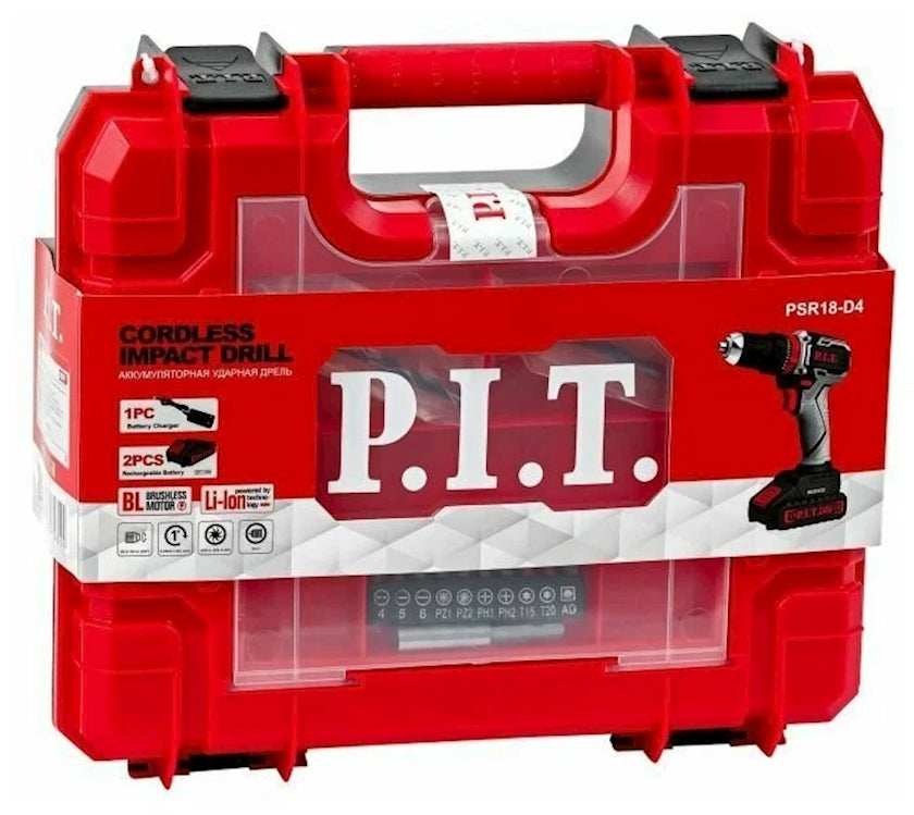 Ударная дрель-шуруповерт P.I.T. PSB20H-13A, 20 V (PSR18-D4)